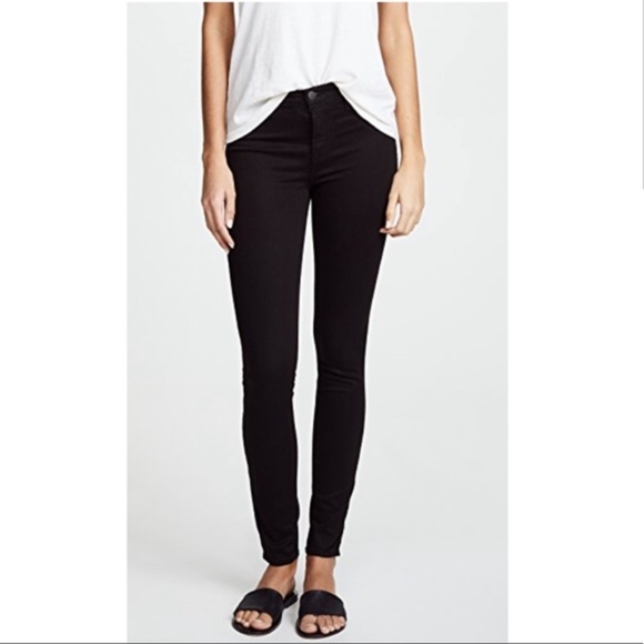NWT J Brand 485 Mid Rise Skinny Black Sateen Jeans - Picture 2 of 6